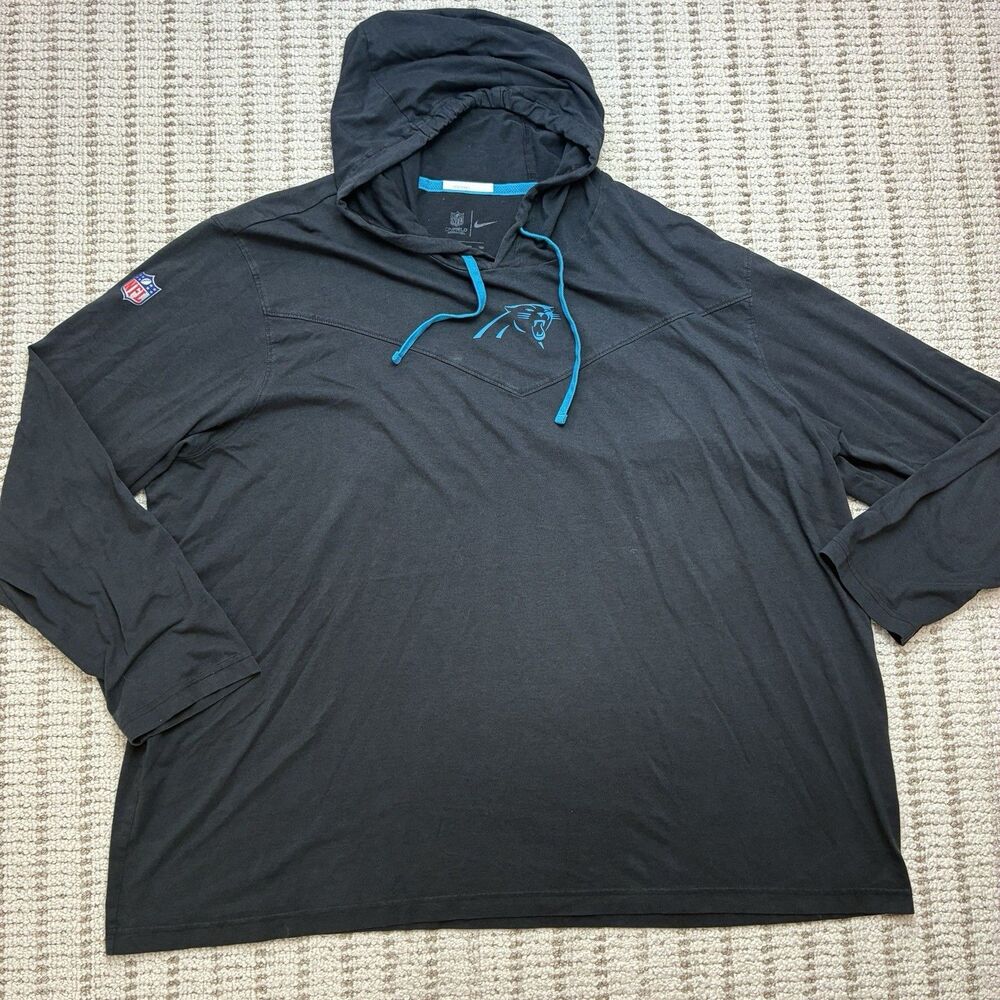 Nike On Field Carolina Panthers Team Issue Lightweight Hooded Pullover 3XL Black